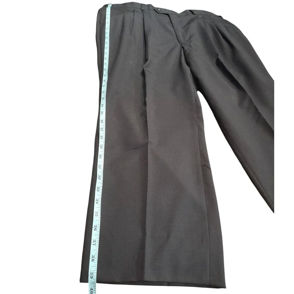 Mens Black Wool Blend 4 Button Suit‎ Blazer Pleated Pants Set 46/40 S